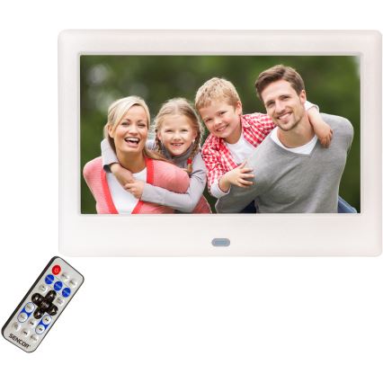 Sencor - Digitalni foto okvir 7 sa zvučnikom 230V bijeli + daljinski upravljač