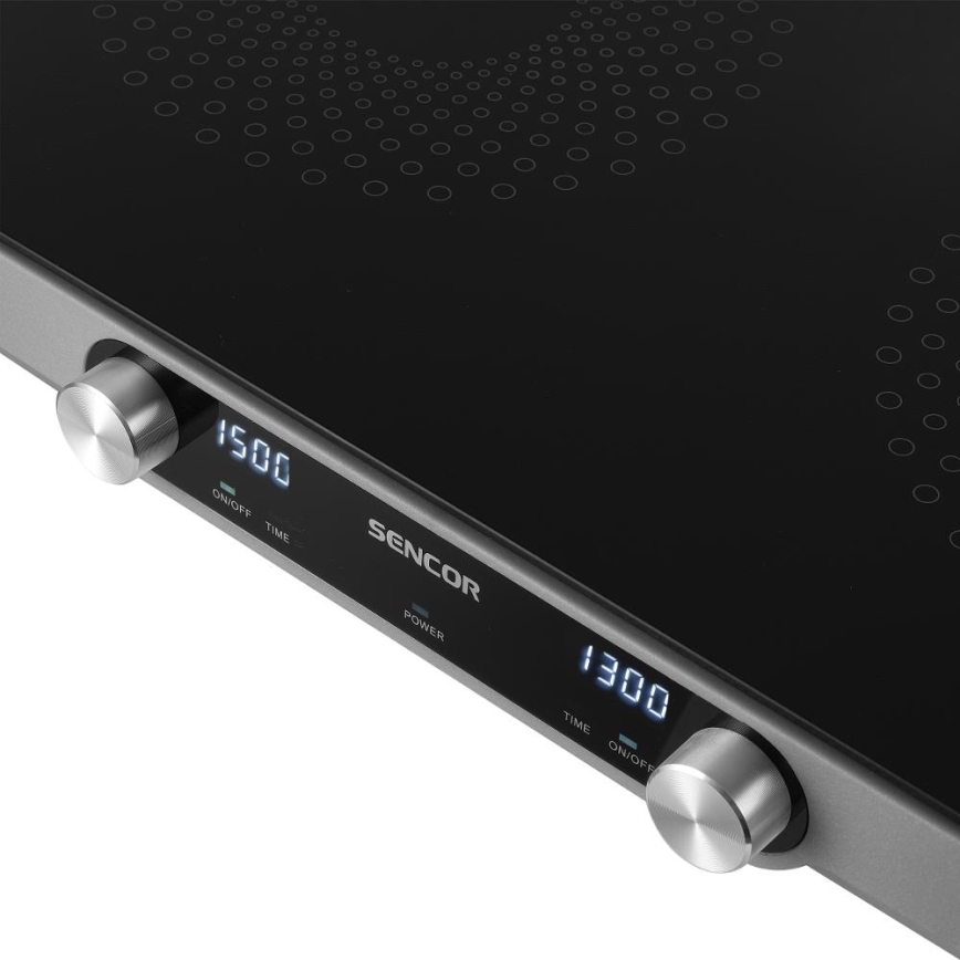 Sencor - Dvostruka staklokeramička ploča za kuhanje s LCD zaslonom 3500W/230V