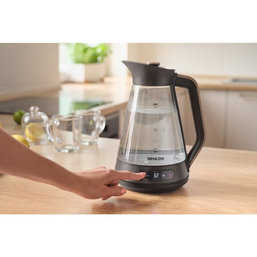 Sencor - Električno kuhalo za vodu s termoregulacijom 1,5 l 2150W/230V crna/ružičasto zlato