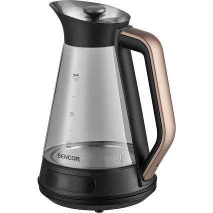 Sencor - Električno kuhalo za vodu s termoregulacijom 1,5 l 2150W/230V crna/ružičasto zlato