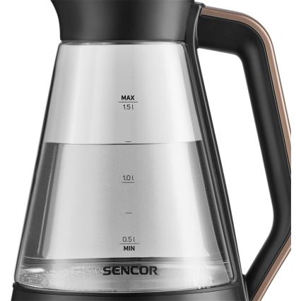 Sencor - Električno kuhalo za vodu s termoregulacijom 1,5 l 2150W/230V crna/ružičasto zlato