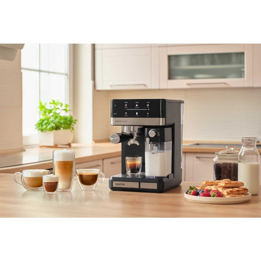 Sencor - Espresso aparat s portafilom 1350W/230V crna/matni krom