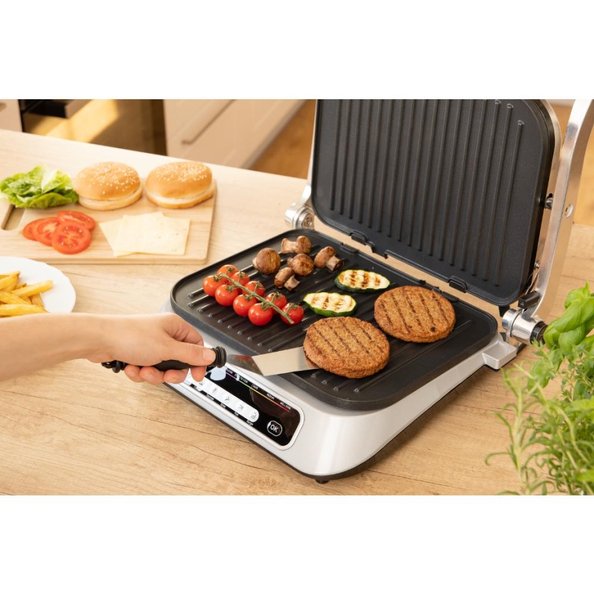 Sencor - Kontaktni roštilj 2100W/230V mat krom