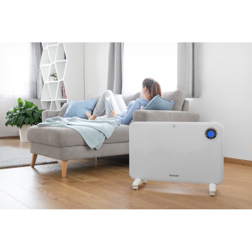Sencor - Konvekcijski grijač s LCD zaslonom i termostatom 750W/1500W/230V IP24