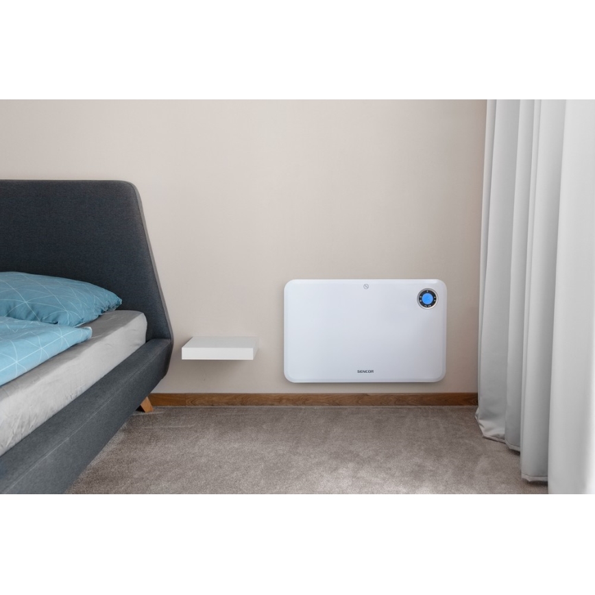 Sencor - Konvekcijski grijač s LCD zaslonom i termostatom 750W/1500W/230V IP24