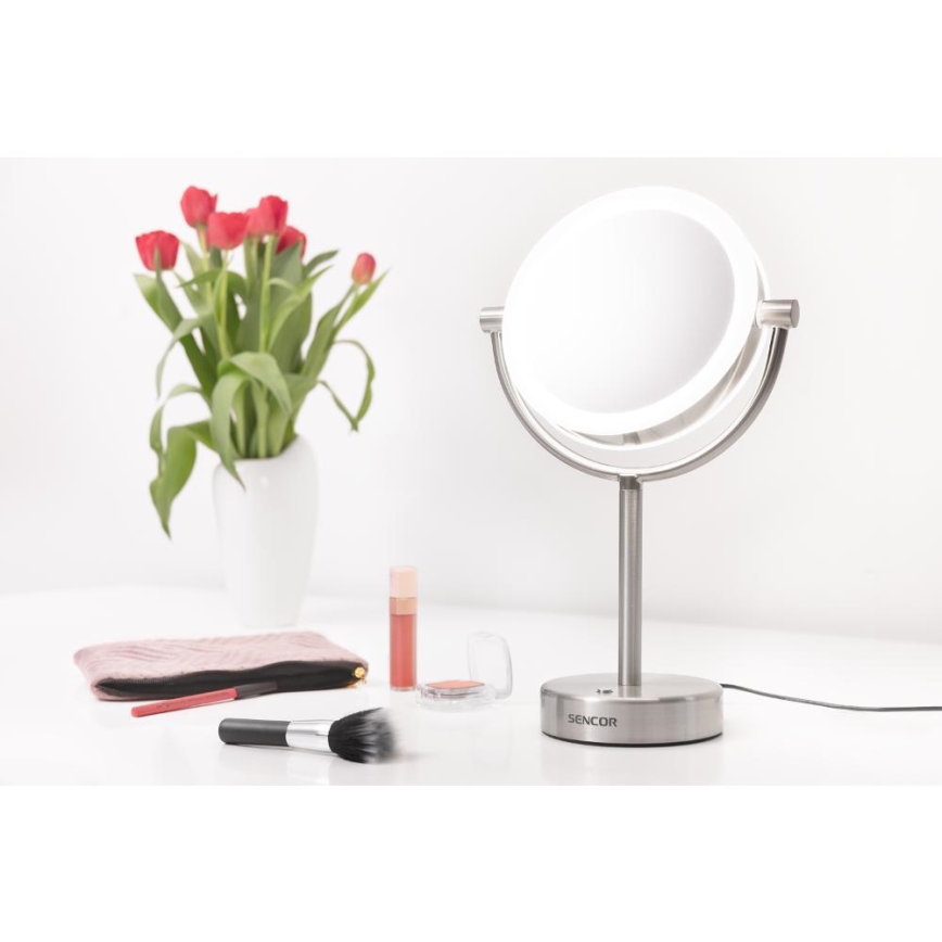 Sencor - Kozmetičko ogledalo s LED osvjetljenjem LED/5W/230V nehrđajući