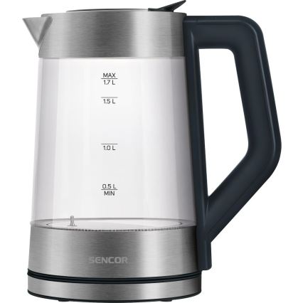 Sencor - Kuhalo za vodu s regulacijom temperature 1,7 l 2200 W/230 V matni krom/crna