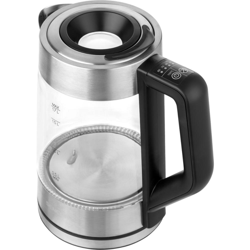 Sencor - Kuhalo za vodu s regulacijom temperature 1,7 l 2200 W/230 V matni krom/crna