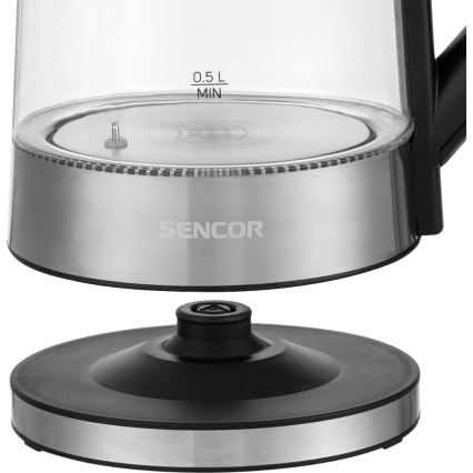 Sencor - Kuhalo za vodu s regulacijom temperature 1,7 l 2200 W/230 V matni krom/crna