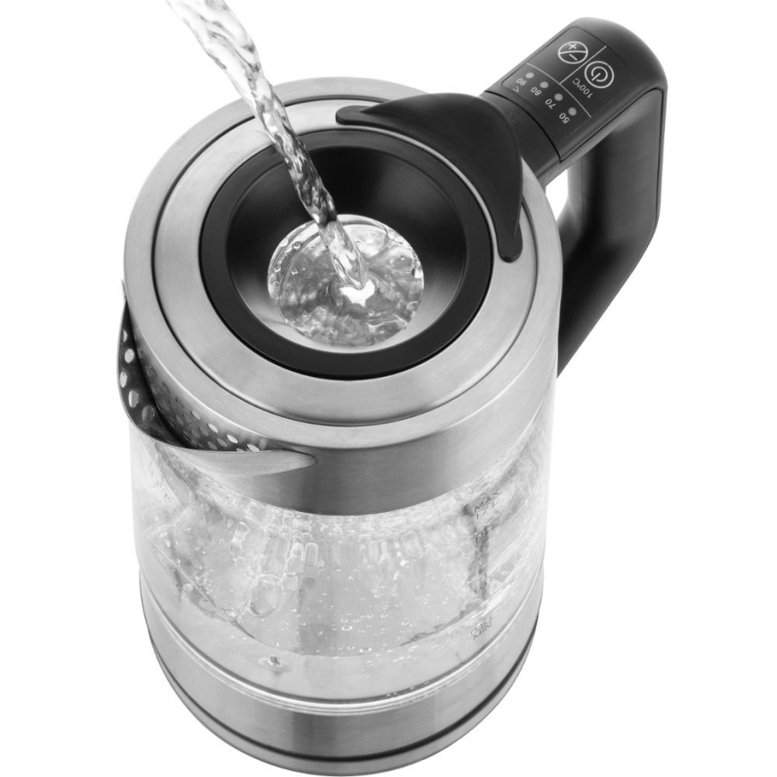Sencor - Kuhalo za vodu s regulacijom temperature 1,7 l 2200 W/230 V matni krom/crna