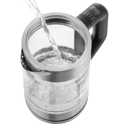 Sencor - Kuhalo za vodu s regulacijom temperature 1,7 l 2200 W/230 V matni krom/crna
