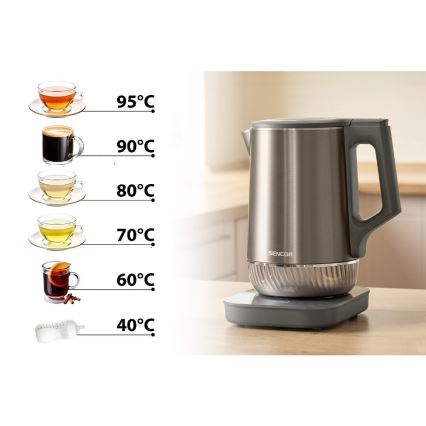 Sencor - Kuhalo za vodu s termoregulacijom 1,7 l 1800W/230V nehrđajući čelik