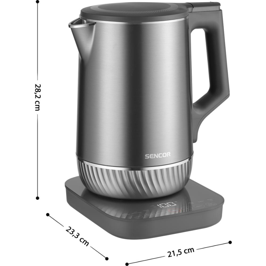 Sencor - Kuhalo za vodu s termoregulacijom 1,7 l 1800W/230V nehrđajući čelik
