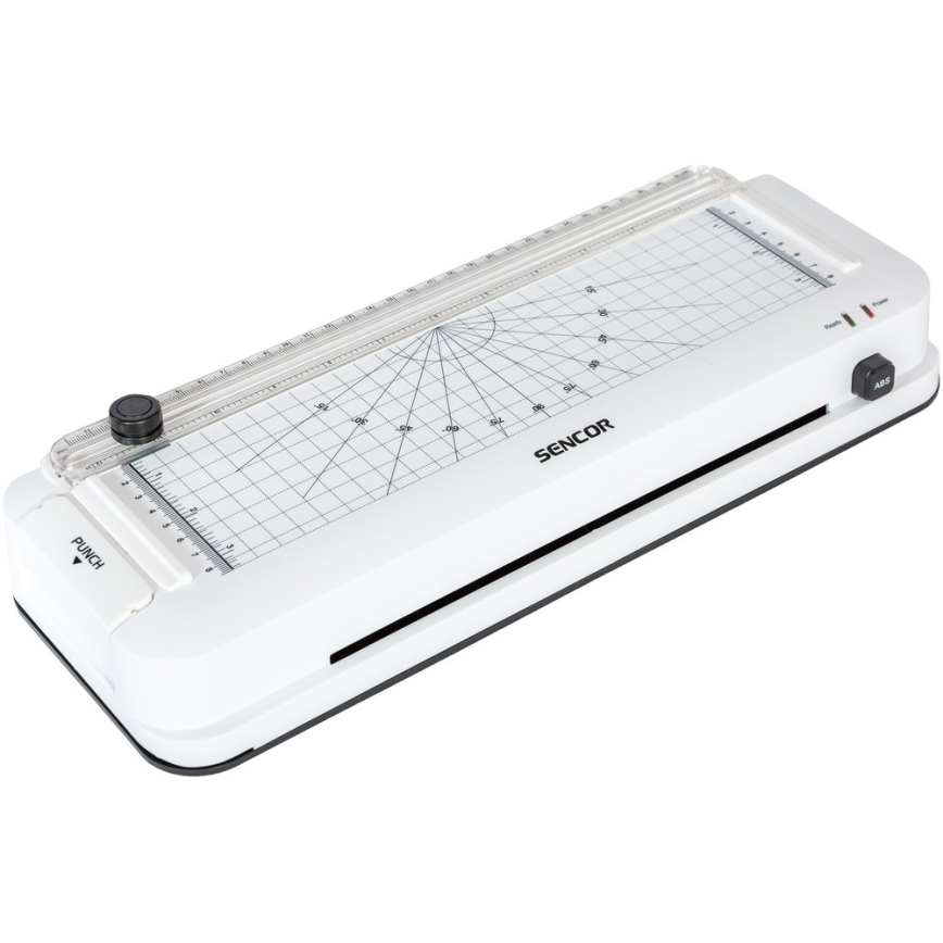 Sencor - Laminator A4 s rezačem i bušilicom za papir 100W/230V bijela
