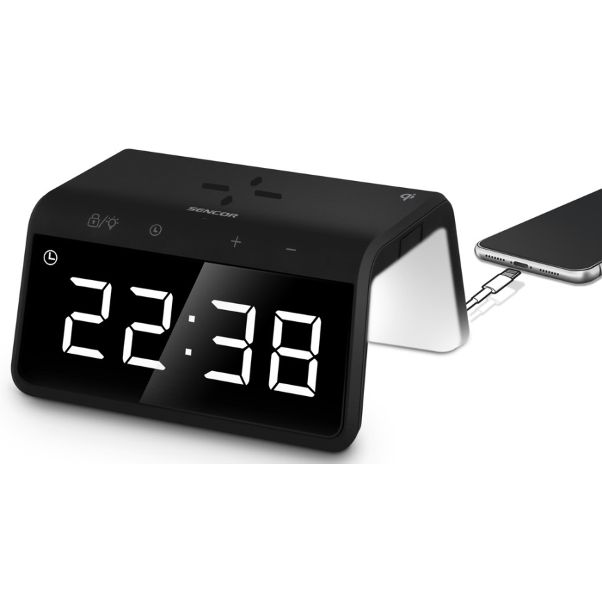 Sencor - LED RGB Budilica s bežičnim punjenjem 10W/1xCR2032