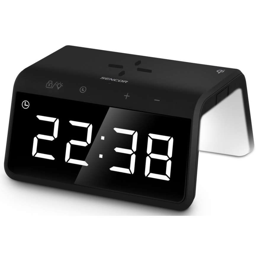 Sencor - LED RGB Budilica s bežičnim punjenjem 10W/1xCR2032