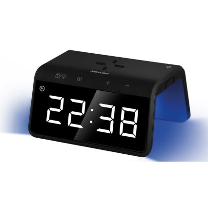 Sencor - LED RGB Budilica s bežičnim punjenjem 10W/1xCR2032
