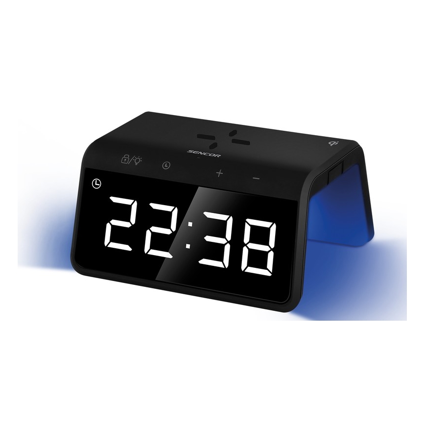 Sencor - LED RGB Budilica s bežičnim punjenjem 10W/1xCR2032