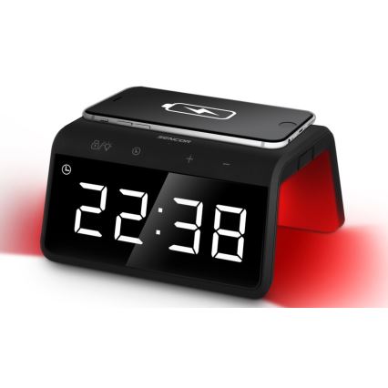 Sencor - LED RGB Budilica s bežičnim punjenjem 10W/1xCR2032
