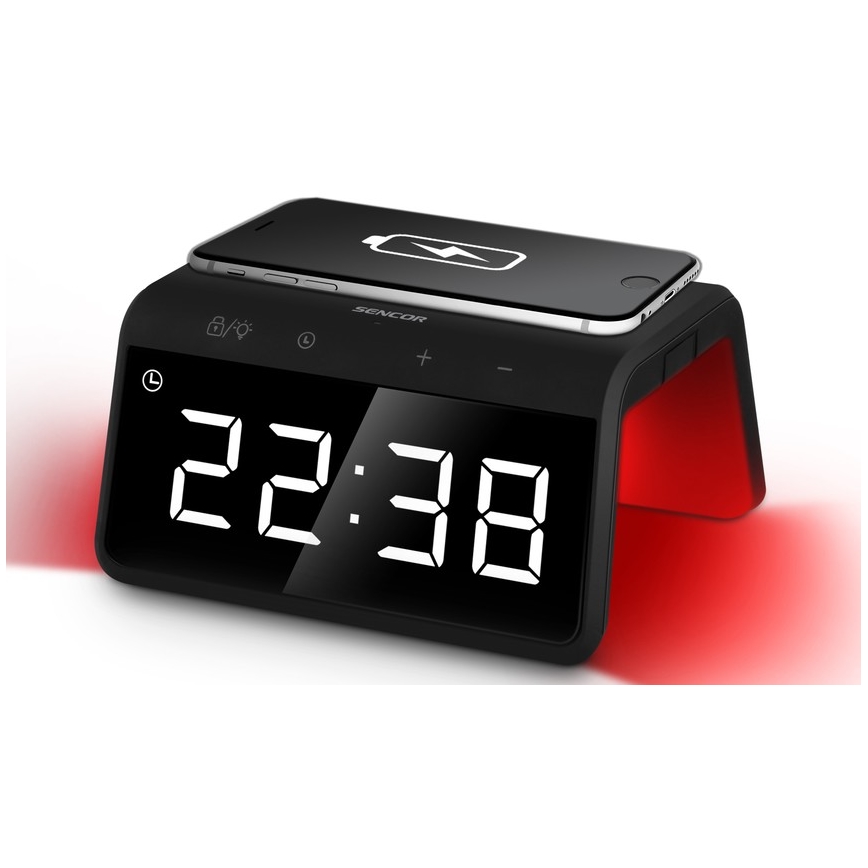Sencor - LED RGB Budilica s bežičnim punjenjem 10W/1xCR2032