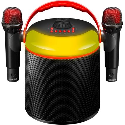 Sencor - LED Zvučnik s bežičnim mikrofonima 4000 mAh + 2x 1200 mAh