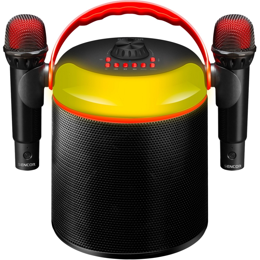 Sencor - LED Zvučnik s bežičnim mikrofonima 4000 mAh + 2x 1200 mAh