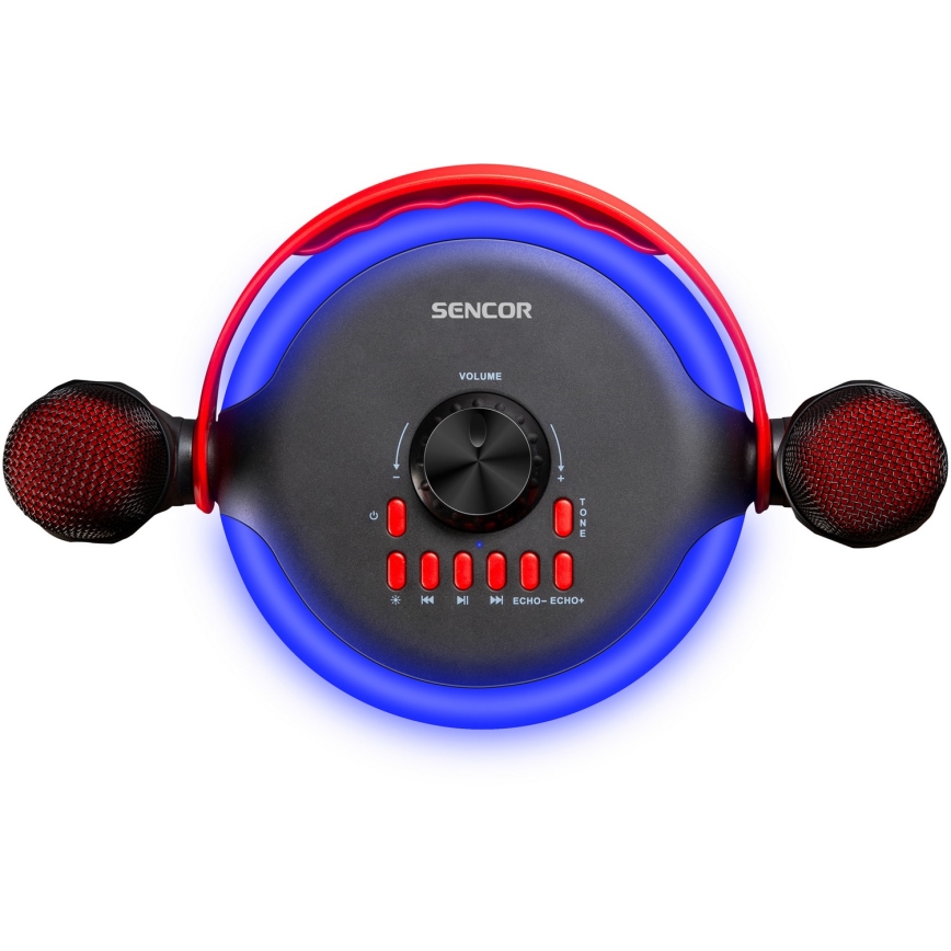 Sencor - LED Zvučnik s bežičnim mikrofonima 4000 mAh + 2x 1200 mAh