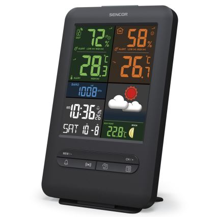 Sencor - Meteorološka stanica s LCD zaslonom u boji 5V/1xCR2032 + 2xAA