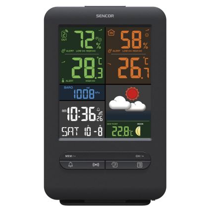 Sencor - Meteorološka stanica s LCD zaslonom u boji 5V/1xCR2032 + 2xAA