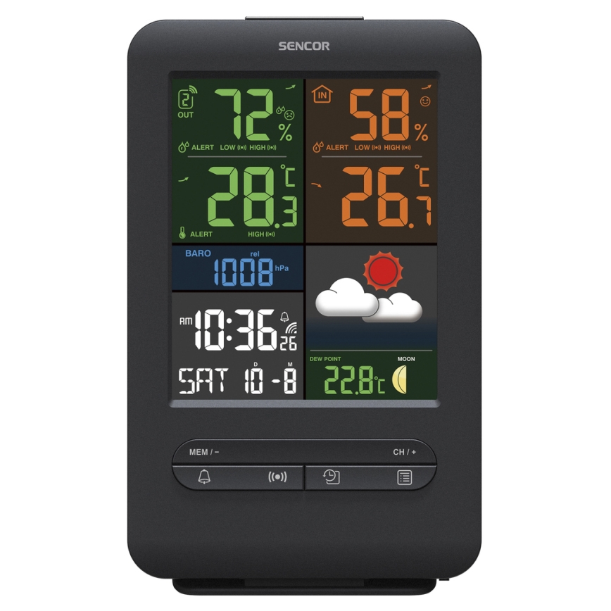 Sencor - Meteorološka stanica s LCD zaslonom u boji 5V/1xCR2032 + 2xAA