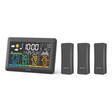 Sencor - Meteostanica s LCD zaslonom u boji + 3 senzora 3xAA + 6xAA crna