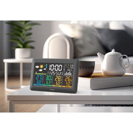 Sencor - Meteostanica s LCD zaslonom u boji + 3 senzora 3xAA + 6xAA crna