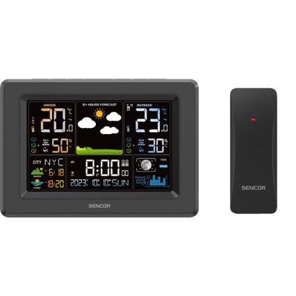 Sencor - Meteostanica s LCD zaslonom u boji 3xAA + 2xAA crna