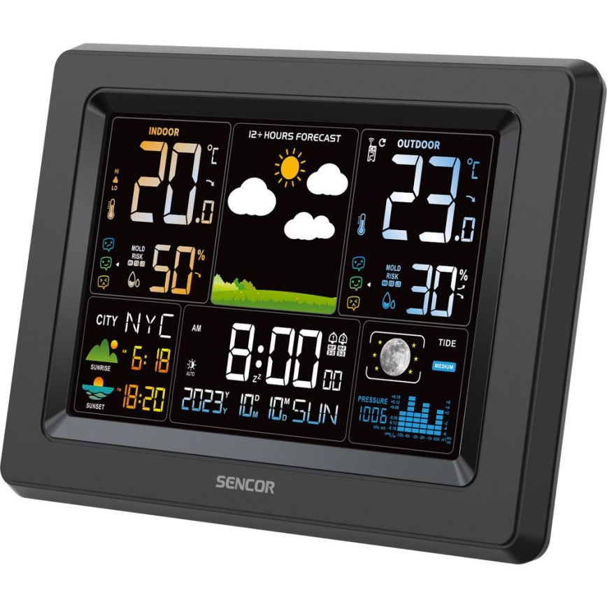 Sencor - Meteostanica s LCD zaslonom u boji 3xAA + 2xAA crna