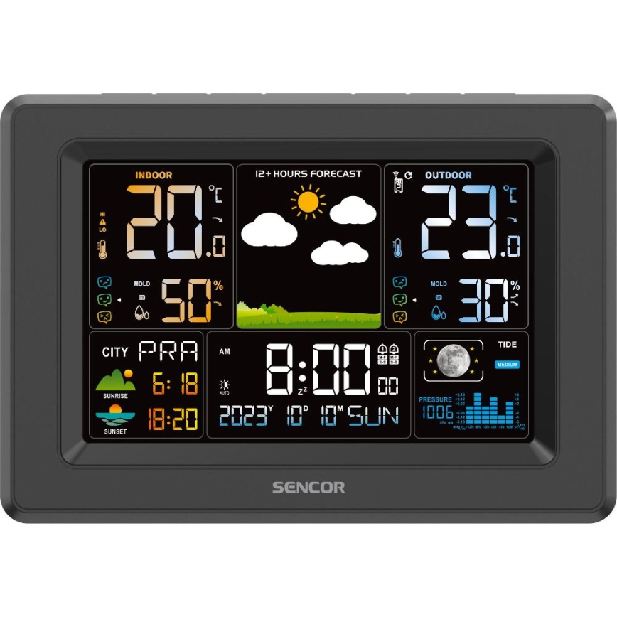 Sencor - Meteostanica s LCD zaslonom u boji 3xAA + 2xAA crna
