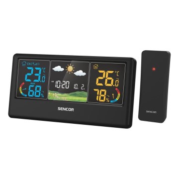 Sencor - Meteostanica s LCD zaslonom u boji, napajanje 3x AAA + 2x AA, crna