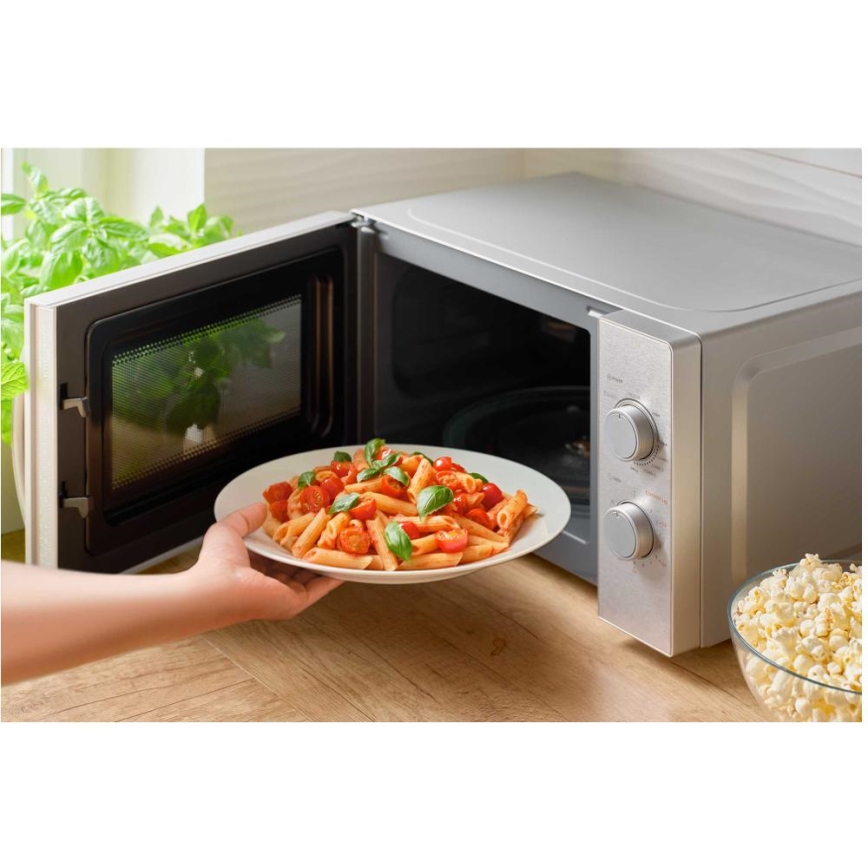 Sencor - Mikrovalna pećnica s funkcijom roštilja 700W/1000W/230V 20 l matirani krom