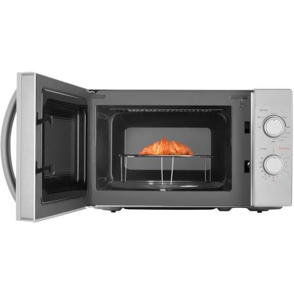 Sencor - Mikrovalna pećnica s funkcijom roštilja 700W/1000W/230V 20 l matirani krom