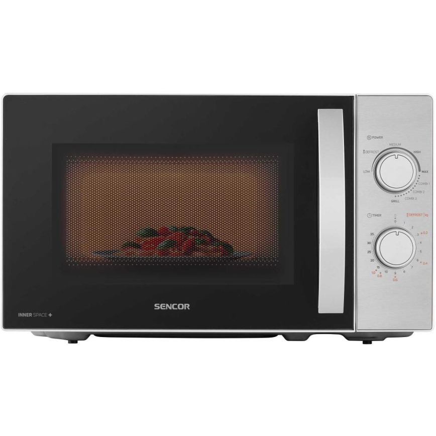 Sencor - Mikrovalna pećnica s funkcijom roštilja 700W/1000W/230V 20 l matirani krom