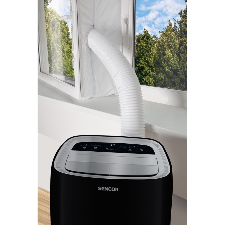 Sencor - Mobilni klima uređaj s LED zaslonom 3u1 1000W/230V 9000 BTU crna + daljinski upravljač