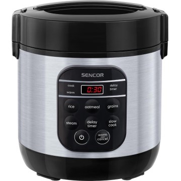 Sencor - Multifunkcijski kuhalo za rižu 350 W/230 V 0,6 l nehrđajući čelik/crna