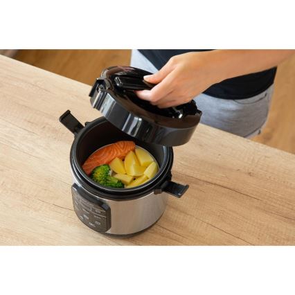 Sencor - Multifunkcijski kuhalo za rižu 350 W/230 V 0,6 l nehrđajući čelik/crna