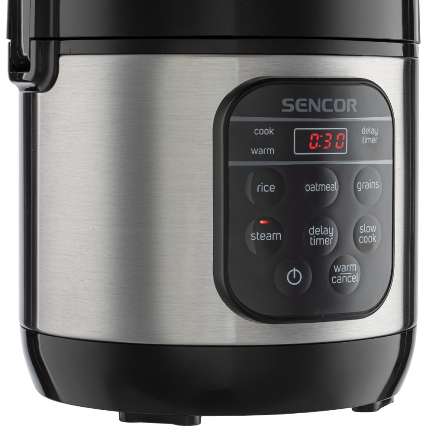 Sencor - Multifunkcijski kuhalo za rižu 350 W/230 V 0,6 l nehrđajući čelik/crna