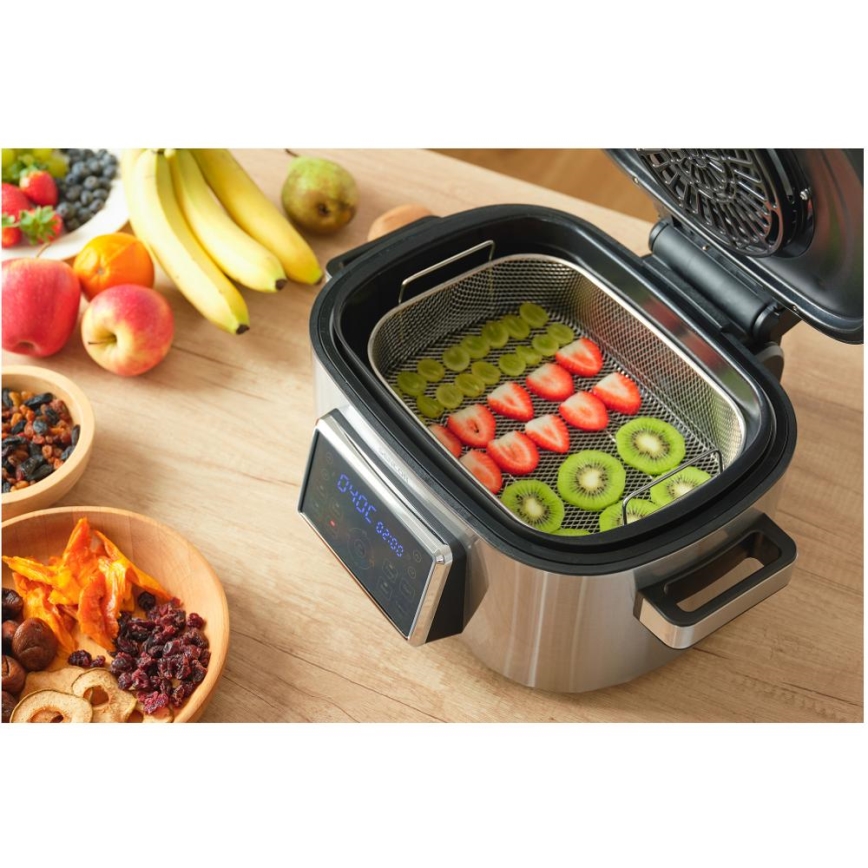 Sencor - Multifunkcijska friteza na vrući zrak i roštilj 1660W/230V 6 l mat krom/crna