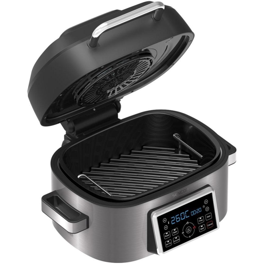 Sencor - Multifunkcijska friteza na vrući zrak i roštilj 1660W/230V 6 l mat krom/crna