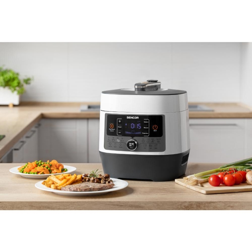 Sencor - Multifunkcionalni električni ekspres lonac 5,5 l 1000W/230V bijela/crna