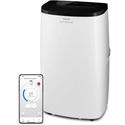 Sencor - Pametni prijenosni klima uređaj 4u1 s kompletnom opremom, 1750 W/230 V, 18000 BTU, Wi-Fi, bijeli + daljinski upravljač