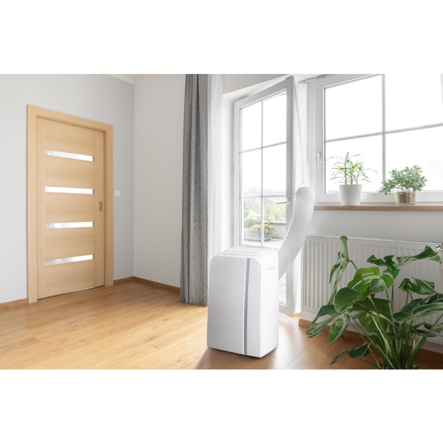 Sencor - Pametna prijenosna klima uređaj 3u1 s kompletnom opremom 1450W/230V 12000 BTU Wi-Fi bijela + daljinski upravljač