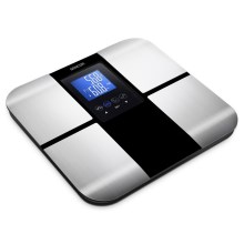 Sencor - Pametna osobna fitness vaga s LCD zaslonom 2xCR2032 nehrđajući čelik/crna