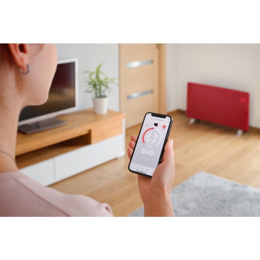 Sencor - Pametni električni grijač/konvektor 1200/2400W/230V IP24 Wi-Fi crvena